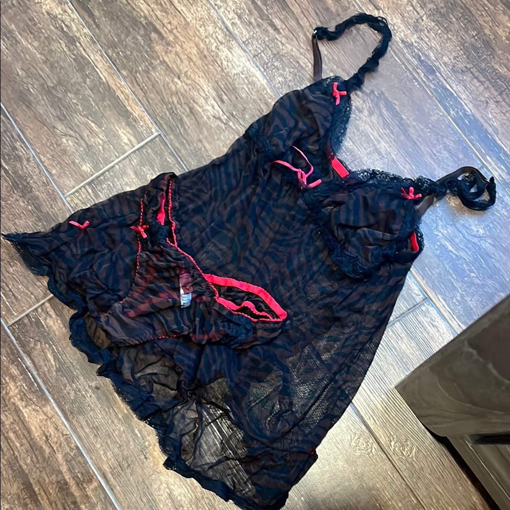 Early 2000s Black & Red Lingerie Set by Blush